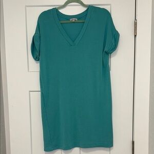 Teal V-Neck Women's Dress